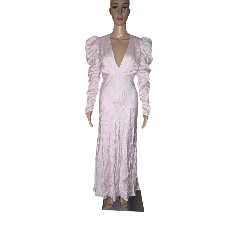 NWT Bardot Zaria Womens Soft Pink Puff Sleeve Satin Cocktail Dress Sz Small